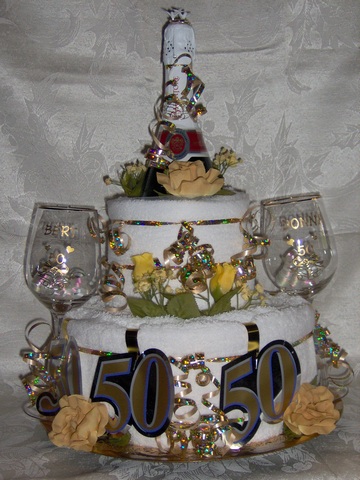 50th Wedding Anniversary 3 Tier Towel Cake